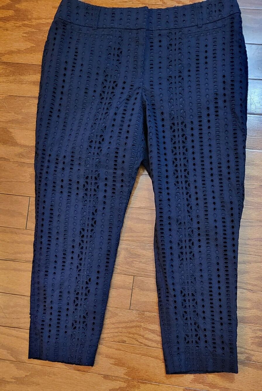 Ann Taylor LOFT Riviera Pants Cropped Blue Cotton Blend Sz 6 Petite